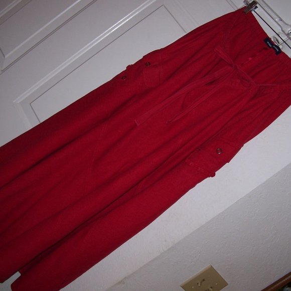 East Coast Red Maxi Linen Blend Skirt Size 24 - Picture 6 of 12